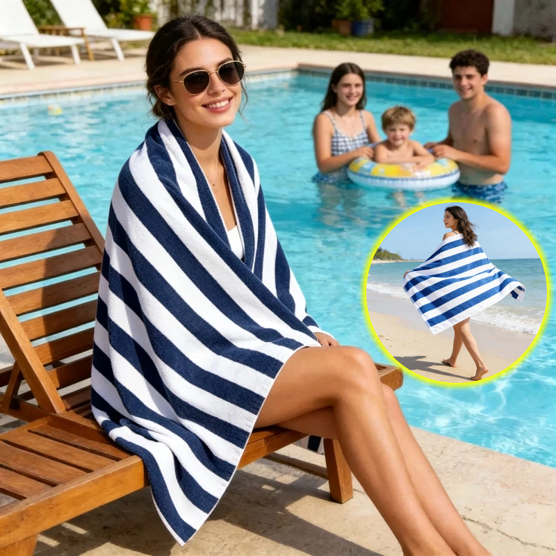 (FO)Khăn Trải Biển Sọc Size 75x150cm Dùng Làm Khăn Tắm, Khăn Choàng, Thảm Trải Picnic, Phụ Kiện Biển