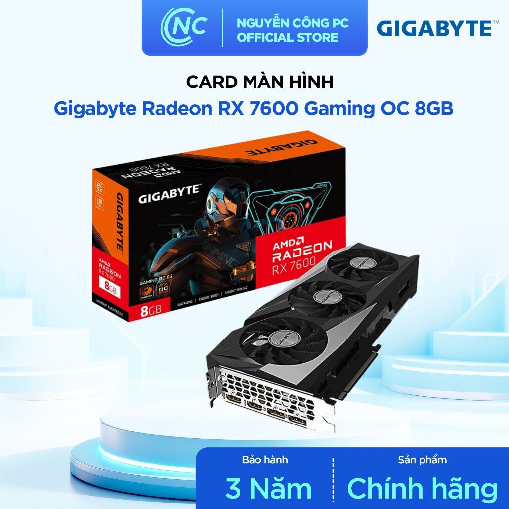 Card Màn Hình Gigabyte Radeon RX 7600 Gaming OC 8GB - BH chính hãng 36 tháng