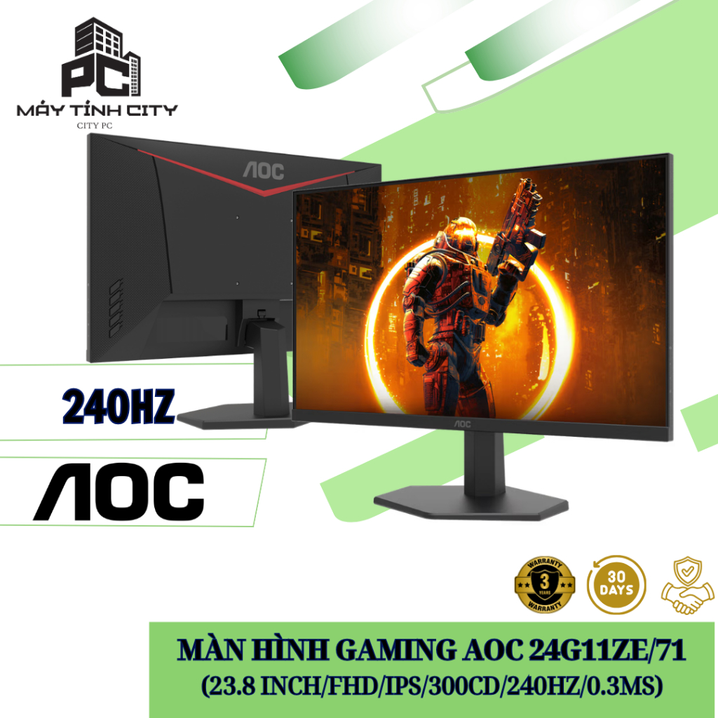 Màn Hình Gaming AOC 24G11ZE/71 (23.8 inch/FHD/IPS/300cd/240Hz/0.3ms) - NEW