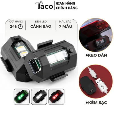 Đèn Led Cảnh Báo TACO Đa Màu Sạc Usb Tiện Lợi 7 Màu 32 Chế Độ Chống Thấm Nước Cho Xe Máy Xe Điện Xe Đạp
