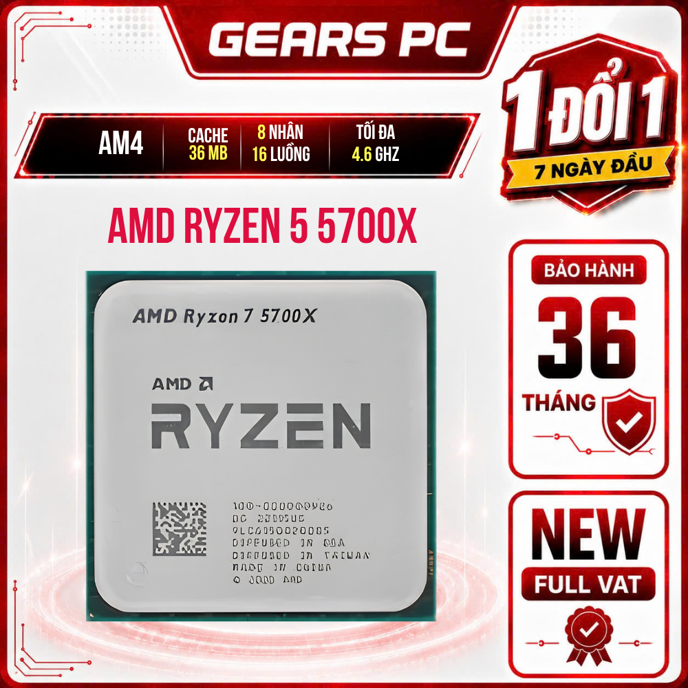 [FULL VAT] - CHIP AMD Ryzen 7 5700X Tray - Bảo Hành 36 Tháng