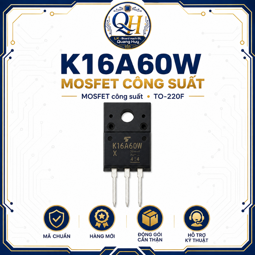 MOSFET K16A60W / TK16A60W Toshiba – N-Channel 600V 16A TO-220F Cho Nguồn Xung, Board Công Suất