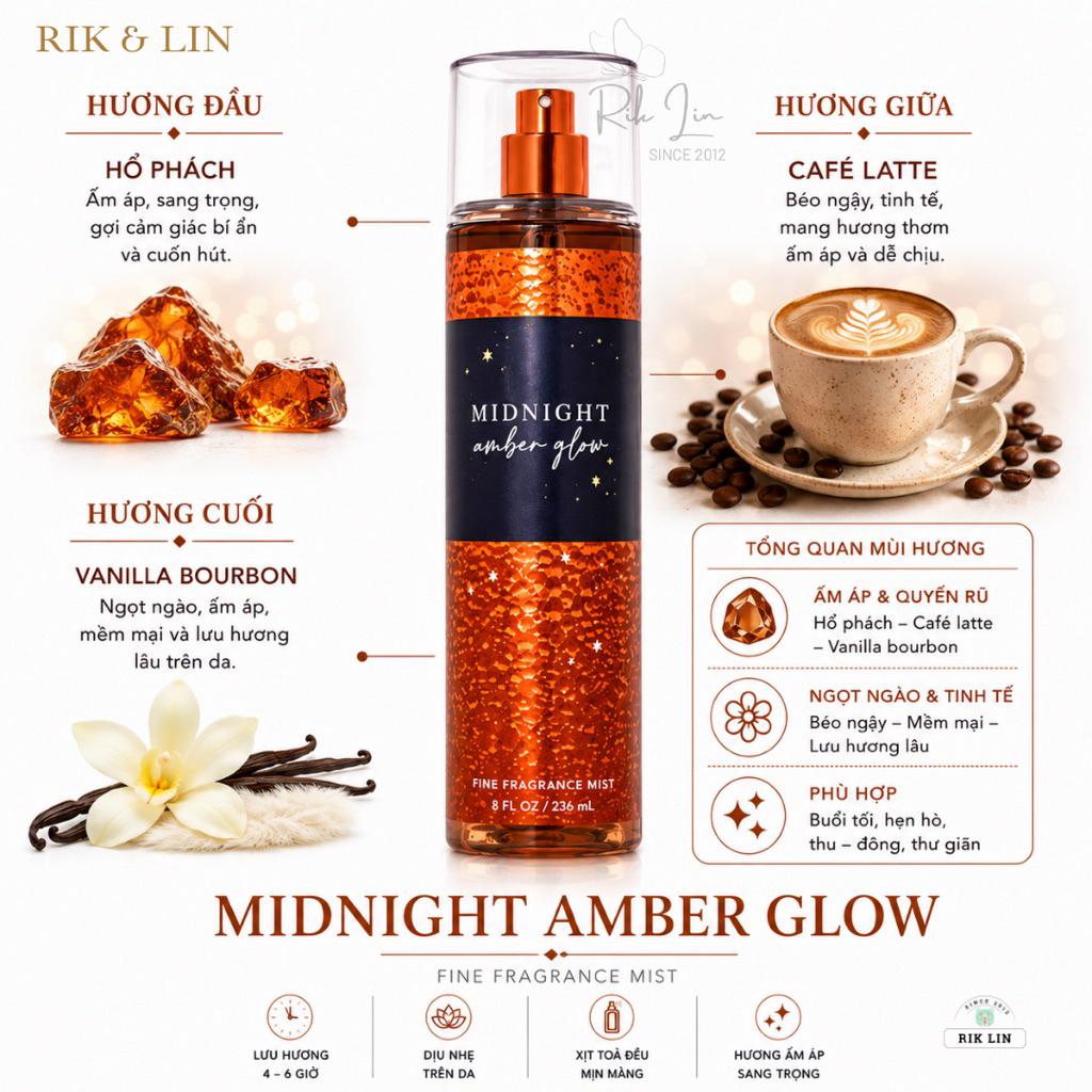 MIDNIGHT AMBER GLOW | MASHMALLOW PUMPKIN LATTE |PUMPKIN PECAN WAFFLE_ Xịt Thơm Toàn Thân USA