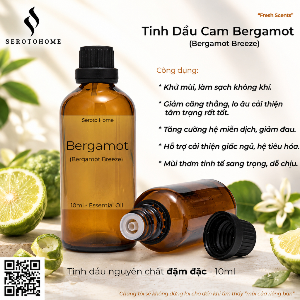 Tinh Dầu Bergamot Bergamot Essential Oil Xông Thơm Phòng Khử Mùi Spa Nến Thơm Nước Hoa