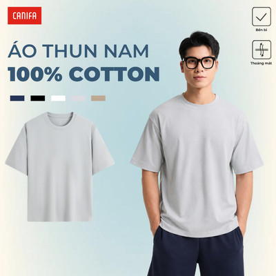 Áo phông nam CANIFA cotton dáng rộng 8TS26A003