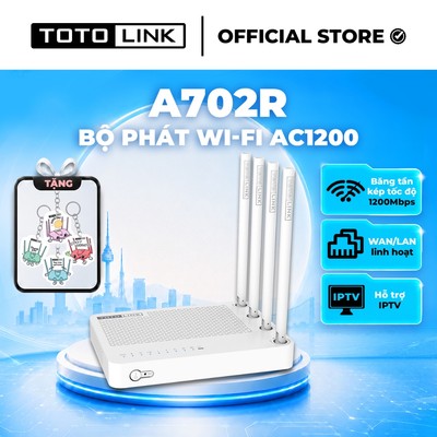 [Hoả Tốc] Bộ phát Wi-Fi TOTOLINK A702R V4 - Router Wi-Fi 5 băng tần kép chuẩn AC 1200Mbps