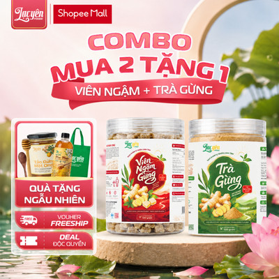 Combo Viên Ngậm + Trà Gừng Lạc Yên Foods - Hỗ Trợ Giải Cảm, Làm Ấm Cơ Thể, Thanh Giọng