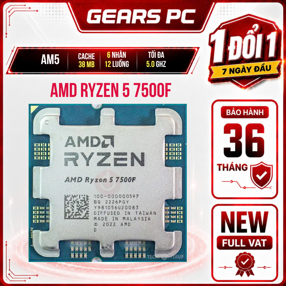 [FULL VAT] CPU AMD Ryzen 5 7500F Tray - Bảo hành 36 tháng