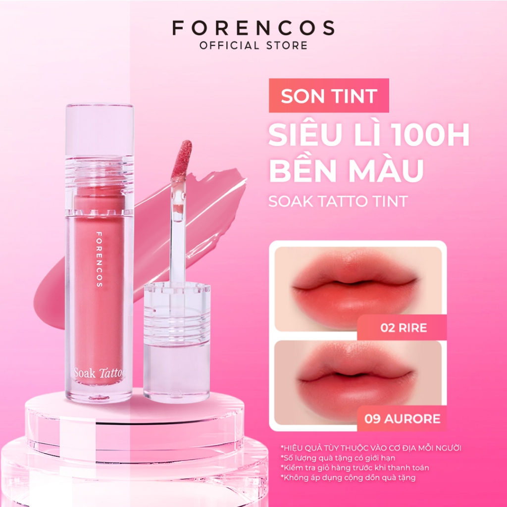 [FORENCOS chính hãng] Son Tint Lì, Lâu Trôi Bền Màu Đến 12H FORENCOS SOAK TATTOO 3.1g