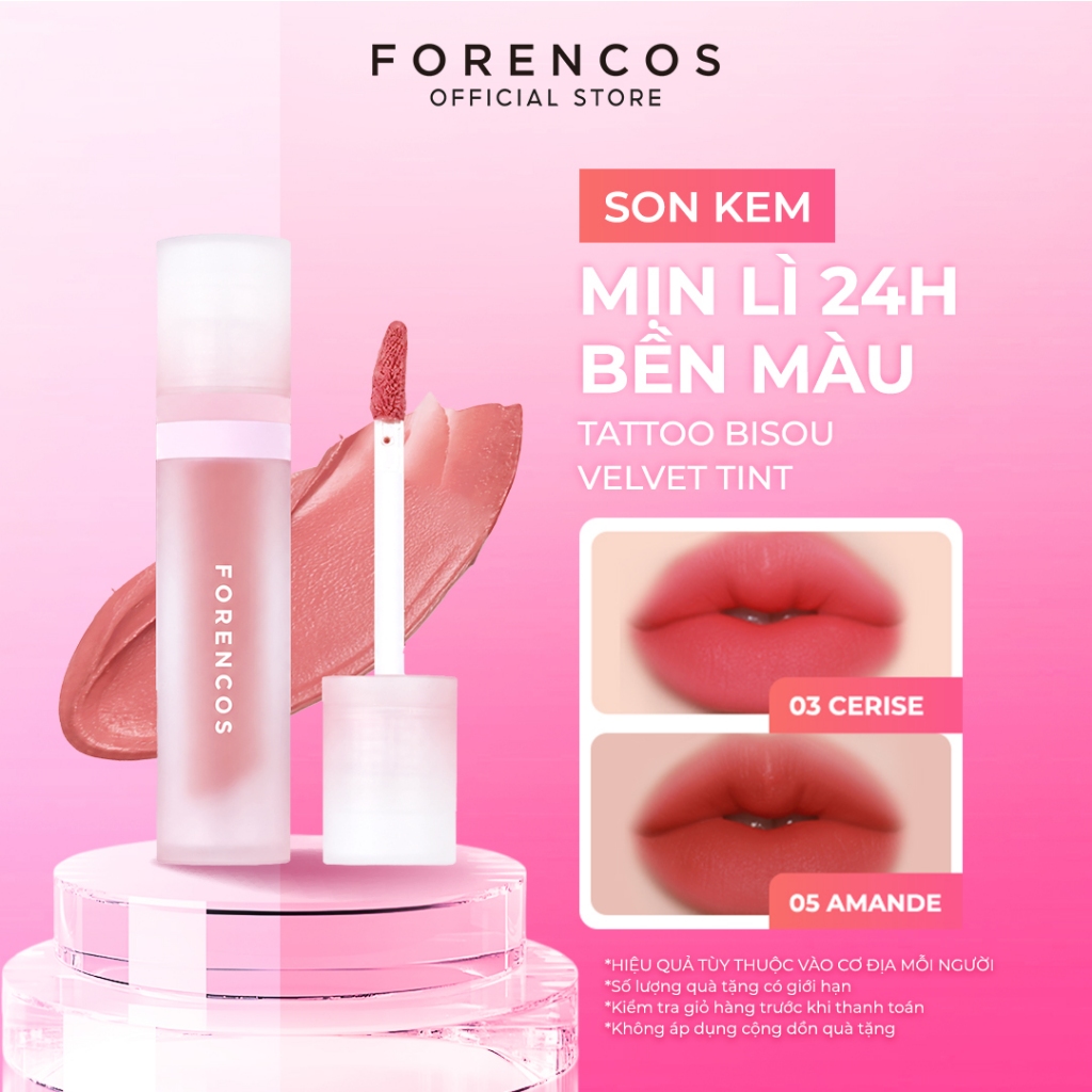 Son Kem Lì, Hỗ Trợ Mịn Môi Hàn Quốc FORENCOS Tattoo Bisou Velvet Tint 4g