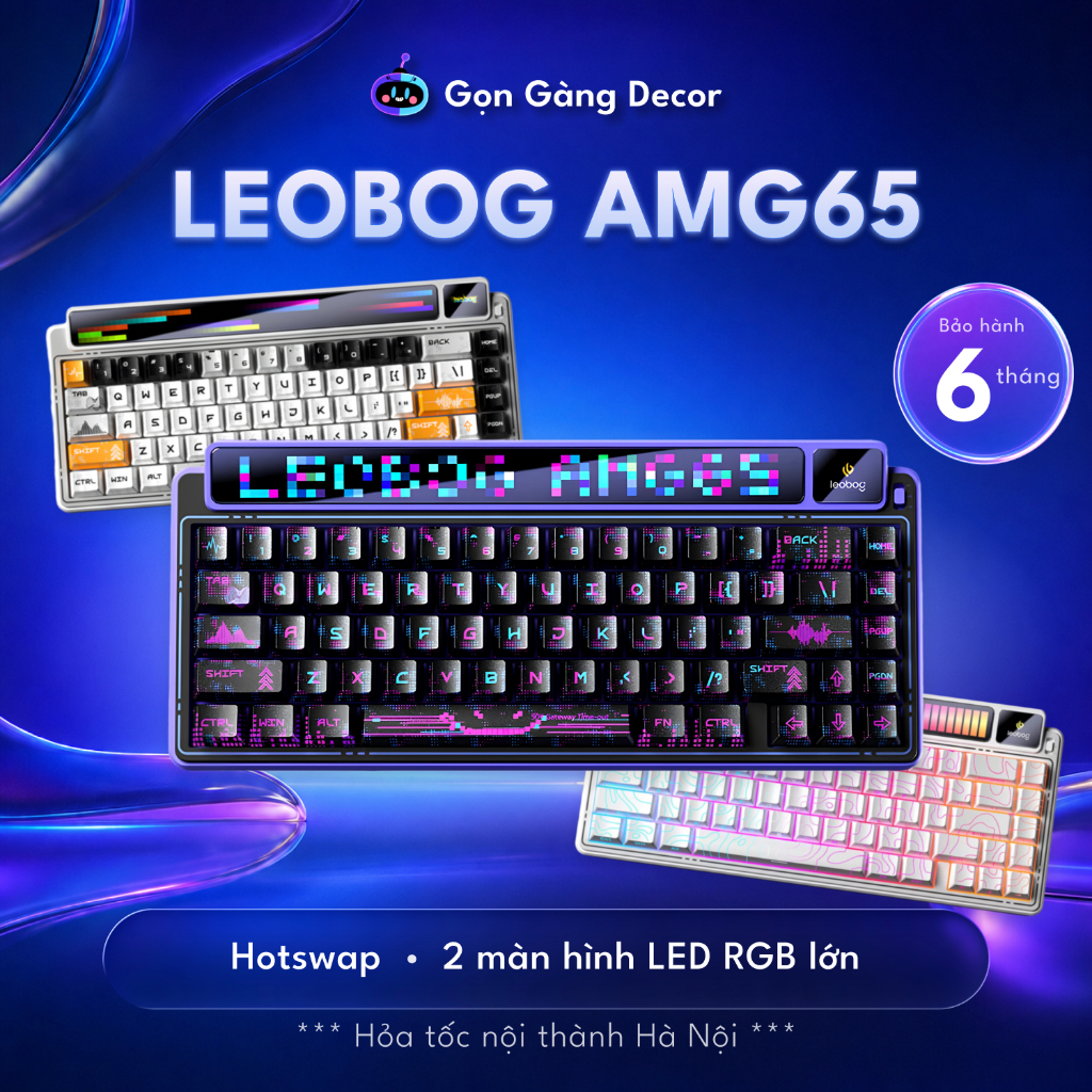 Bàn phím cơ Leobog AMG65 CUSTOM Màn hình (3 mode,2 màn hình Tùy chỉnh+ TFT, Pin 8000 mAh)