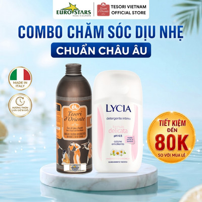 Combo Sữa Tắm Nước Hoa Tesori D'Oriente 500ml & Dung Dịch Vệ Sinh Lycia 200ml - Chăm sóc Dịu nhẹ, Nhập khẩu chính hãng Ý