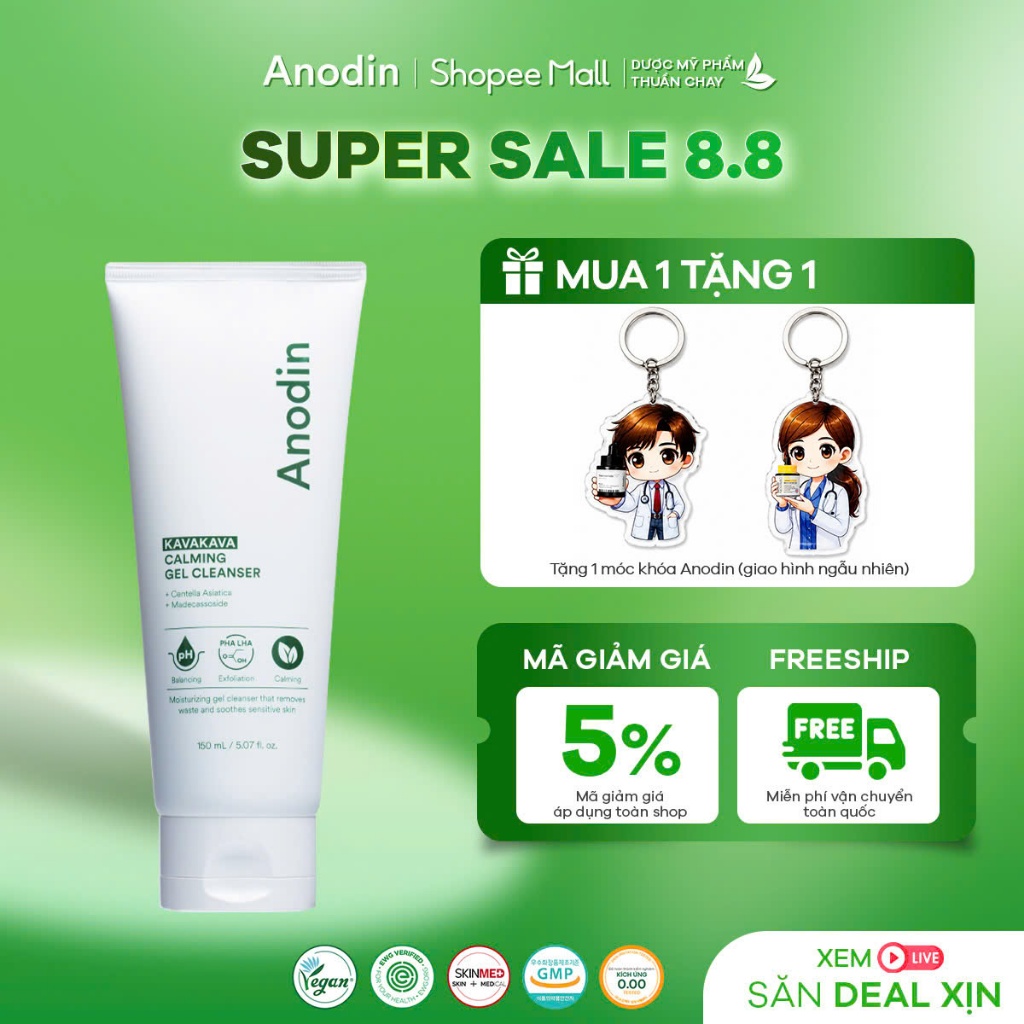 [VHL x ANODIN] Gel rửa mặt Anodin KavaKava Calming Gel Cleanser 150ml