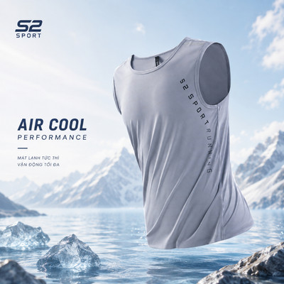 Áo tanktop nam S2 SPORT vải EX-COOL cao cấp mềm nhẹ nhanh khô thoáng khí co giãn 4 chiều - STT05