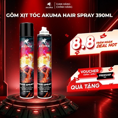 Gôm Xịt Tóc AKUMA HAIR SPRAY 390ml Độ Giữ Nếp Tóc Cao, Khô Nhanh, Hương Hoa Hồng