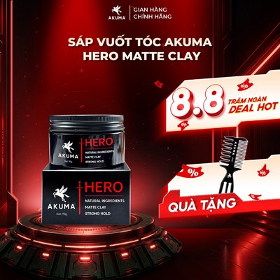 Sáp Vuốt Tóc Nam AKUMA HERO Matte Clay 95g Giữ Nếp Mạnh, Không Bết Dính, Tạo Kiểu Tự Nhiên