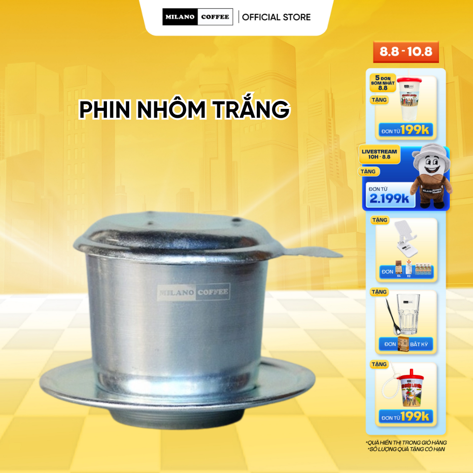 [Hàng tặng không bán] Phin nhôm trắng pha cà phê Milano Coffee