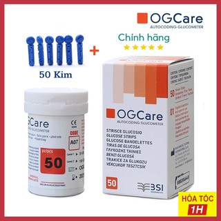 ✅ Que Thử Đường Huyết OGCARE (Ý) Hộp 50 que kèm 50 kim date xa chính hãng