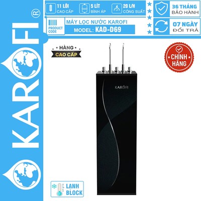 Karofi KAD-D69 Máy Lọc Nước Nóng Lạnh 11 Lõi Smax, RO 100GPD Mỹ, Zitek 4.0, Bảo Hành Tại Nhà 36 Tháng