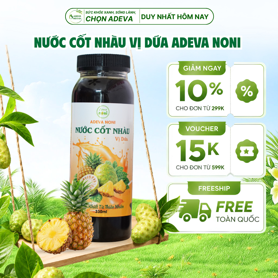 Nước Cốt Nhàu Dứa ADEVA NONI Noni Juice Mix Hương Dứa Thanh Mát Dễ Uống 330ml