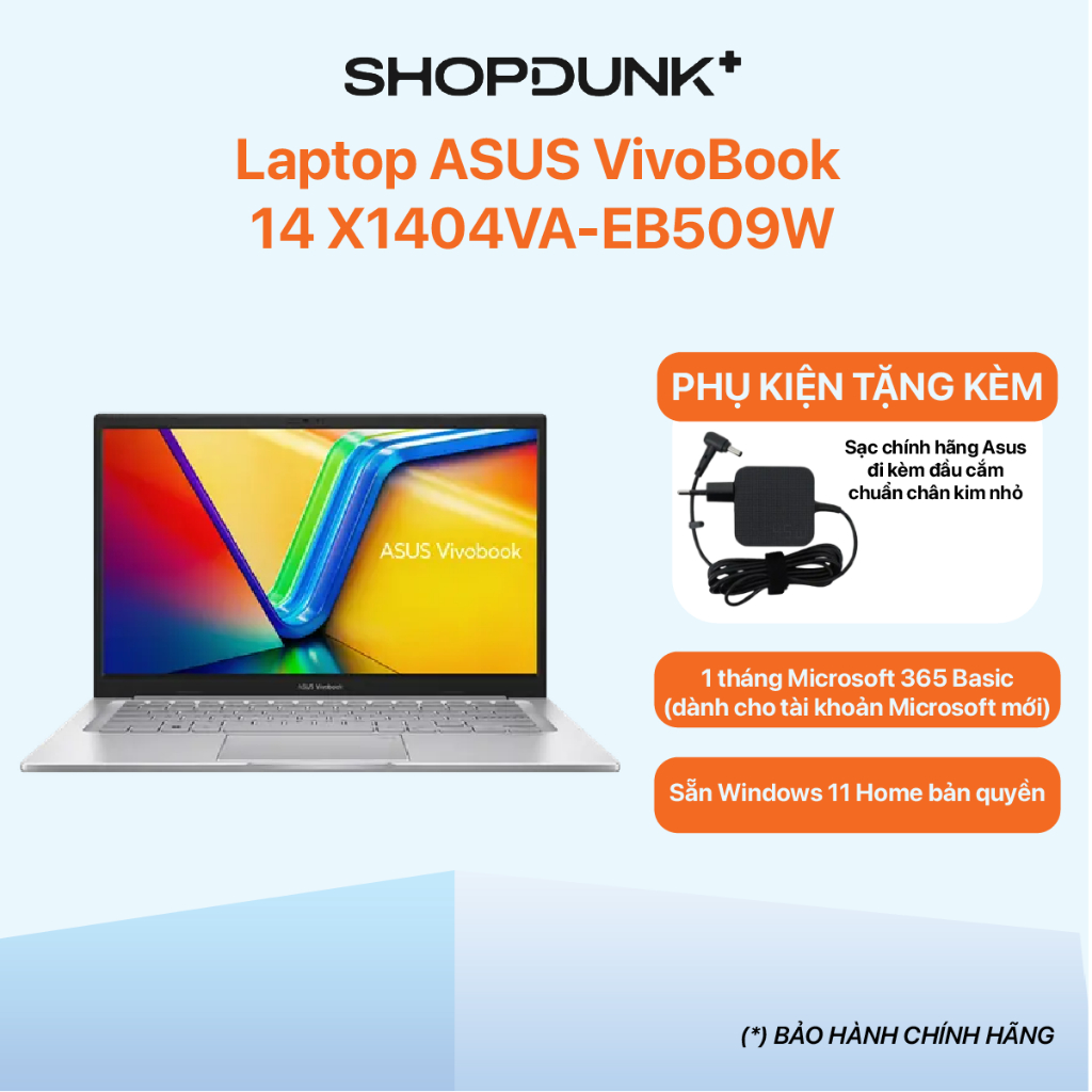 Laptop ASUS VivoBook 14 X1404VA-EB509W i3-1315U | 8GB | 512GB | Intel UHD | 14" FHD | Win 11 | Bạc