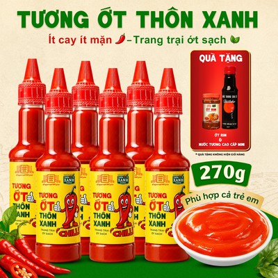 [Tặng Ớt rim & Nước tương 125ml] Combo 6 Tương ớt Làng Chài Xưa chai 270g ít cay ít mặn