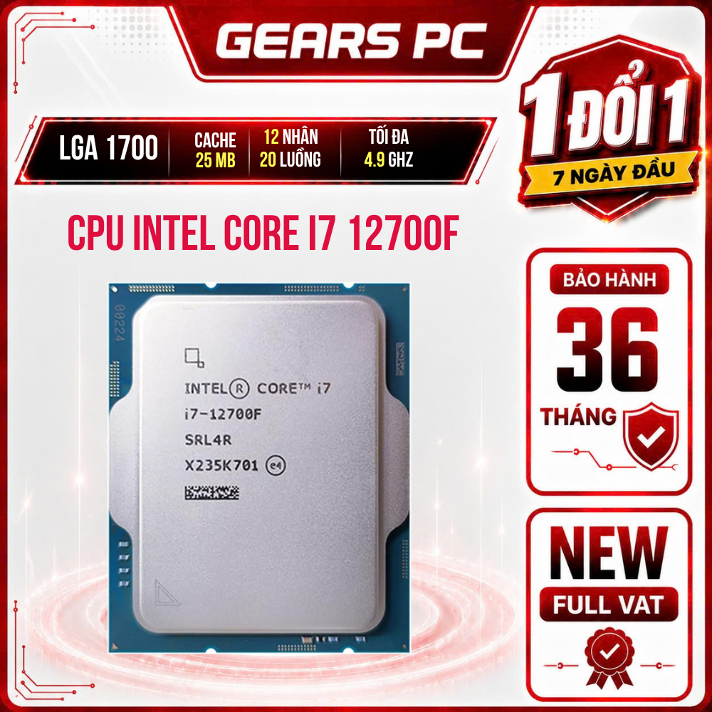 CPU INTEL CORE I7-12700F TRAY - Bảo hành 36 Tháng
