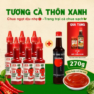 [Tặng ớt rim & tương ăn bún] Combo 6 Tương cà 270g và Nước tương Shiitake 525ml Làng Chài Xưa