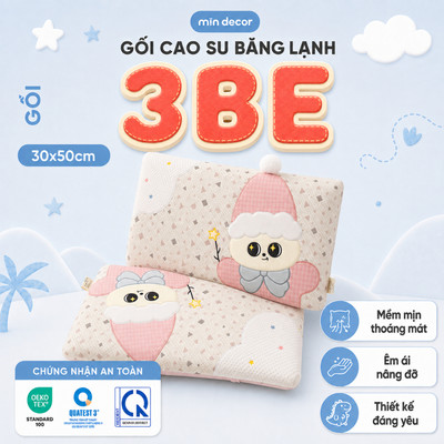 Gối Cao Su Non Băng Lạnh 3Be Mịn Decor, Gối Định Hình Cho Bé, Kích Thước 30x50cm