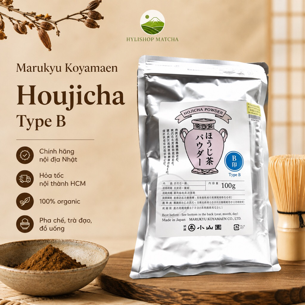 <Hoả Tốc> Bột trà rang Houjicha Type A, B Marukyu Koyamaen nội địa Nhật - Hyli shop