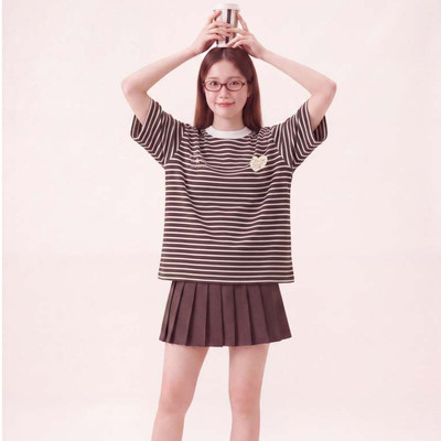 Áo Thun Sọc Ngang Tay Ngắn Unisex Boxy Fit Daily Stripe LIMEORANGE LU26101118