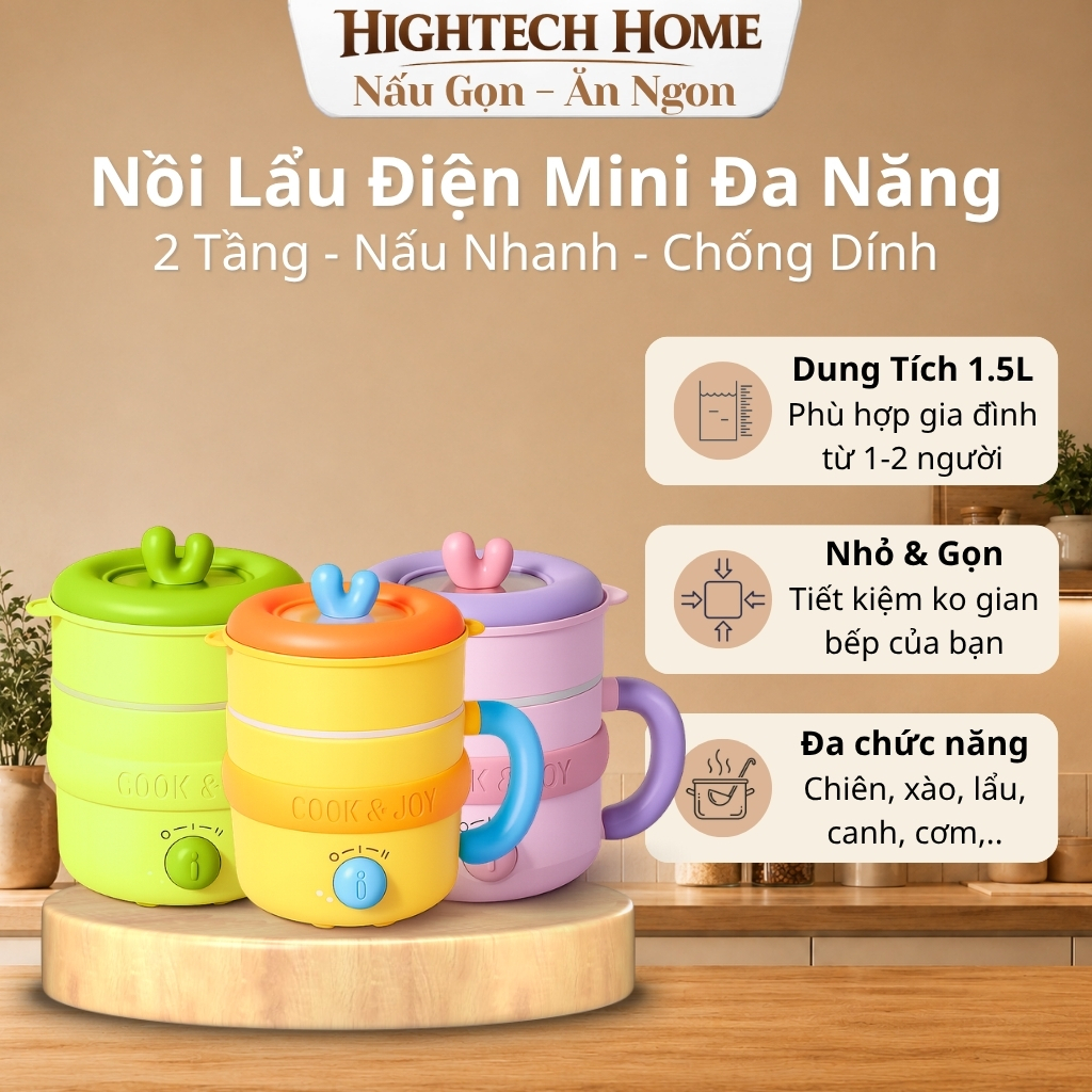 [Hỏa Tốc HCM] Nồi Lẩu Điện COLOR MAN Dopamine Vibe HT-CL07 Dung Tích 1.5L 2 Tầng Nấu Nhanh Chóng Dín