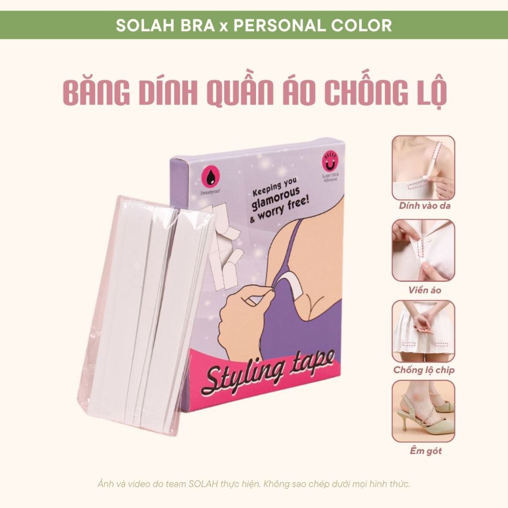 Băng Dính Cố Định Quần Áo 2 Mặt SOLAH Miếng Dán Chống Lộ Hở Ngực Nội Y Unisex Áo Sơ Mi Croptop PK07