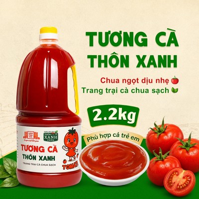 [Chai 2.2Kg] Tương cà Thôn Xanh chua ngọt dịu nhẹ ít mặn trang trại cà chua sạch Làng Chài Xưa