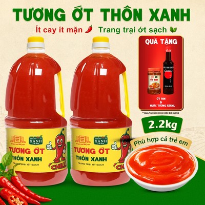 [Tặng Ớt rim & Nước tương 525ml] Combo 2 Tương ớt Làng Chài Xưa 2.2Kg - Ít cay ít mặn phù hợp trẻ em