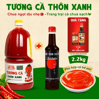 [Tặng Nước tương ăn bún và Ớt Rim] Combo Tương cà Làng Chài Xưa 2.2Kg và Nước tương Shiitake 525ml