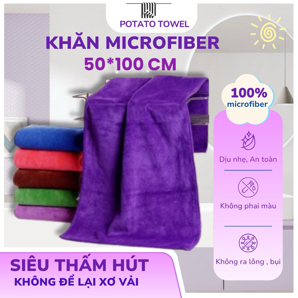 Khăn Microfiber 50x100cm Mềm Mịn Thấm Hút Nhanh Phù Hợp Spa, Salon Nail, Phòng Gym Và Khách Sạn