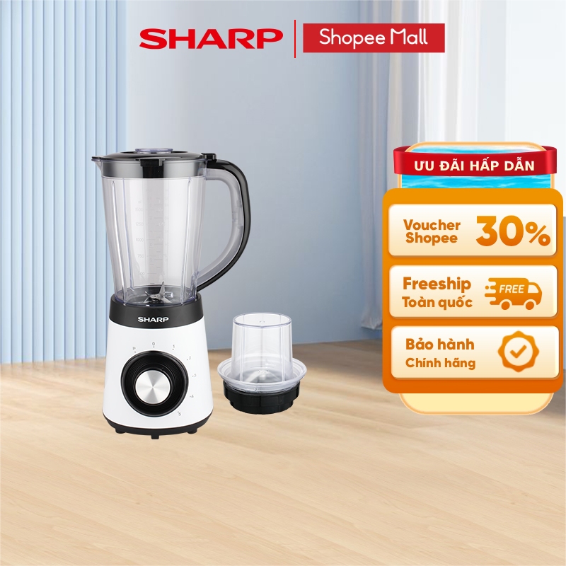 Máy Xay Sinh Tố Sharp EM-S155PV-WH 1.5L [Công suất: 500W, 5 Tốc Độ Xay]