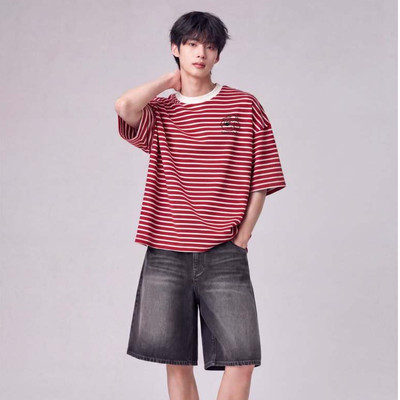 Áo Thun Sọc Ngang Unisex Boxy Fit Daily Stripe LIMEORANGE LU26101117