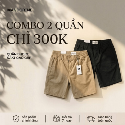 [DEAL GIẢM 50K] Combo 2 Quần Short Nam MANDO Chất Vải Kaki Mềm Mại Nhiều Màu Kiểu Dáng Basic MANDO - SHR005