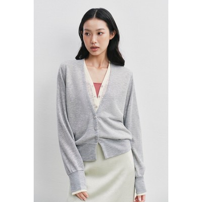 LIBÉ WORKSHOP -Áo cardigan tay dài màu xám 7756