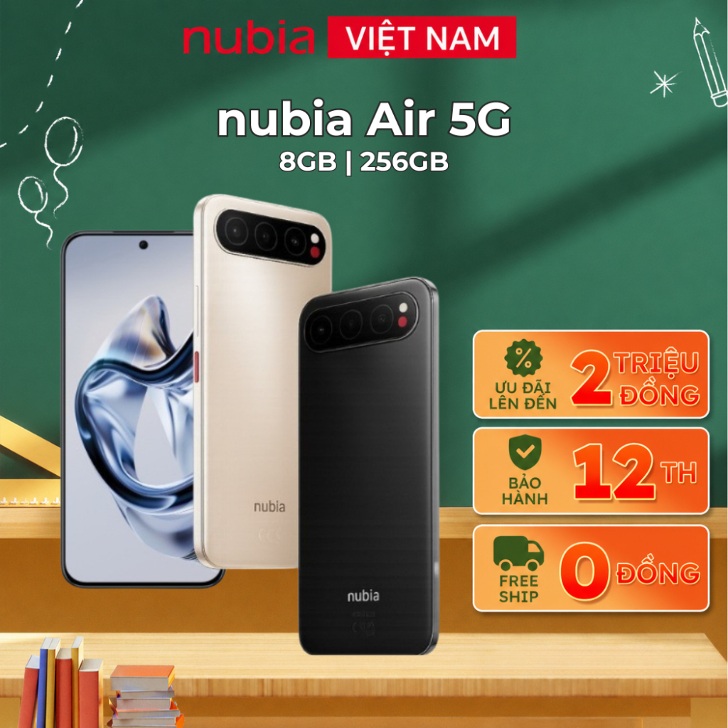Điện thoại Nubia Air 5G 8GB/256GB I chip Unisoc T8300 I màn AMOLED 4500nits I IP68 & IP69 I Pin 5000