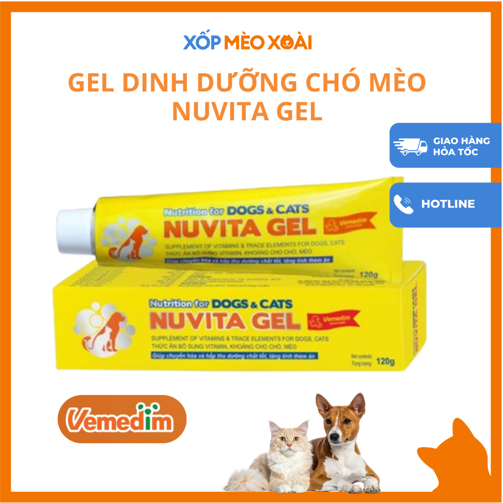 Gel Dinh Dưỡng Cho Mèo Nuvita Gel - Gel Dinh Dưỡng Vemedim Bổ Sung Khoáng, Vitamin Cho Chó Mèo