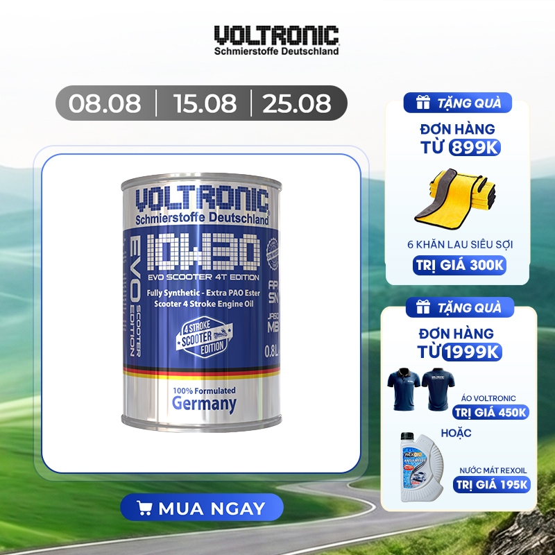 (Tay ga 10w30) Dầu nhớt xe tay ga Voltronic Evo scooter 10w30 4T Edition - Fully Synthetic - Extra P
