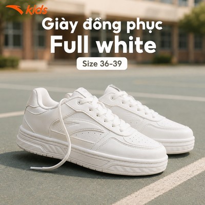 ANTA Kids Giày Thời Trang Đồng Phục Học Sinh Nữ X-Game Sneaker đế bằng full trắng siêu nhẹ 1225C8010