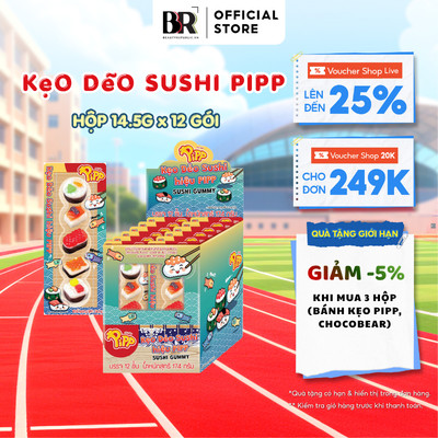 Kẹo Dẻo Sushi Pipp - Kẻo Dẻo Thơm Trẻ Nhỏ(14.5g x 12 Gói)