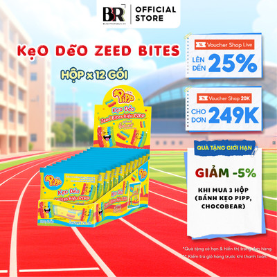 Kẹo Dẻo Pipp Zeed Bites Gummy (Vị dâu, mâm xôi và việt quất) – Gói 18g x 12 miếng