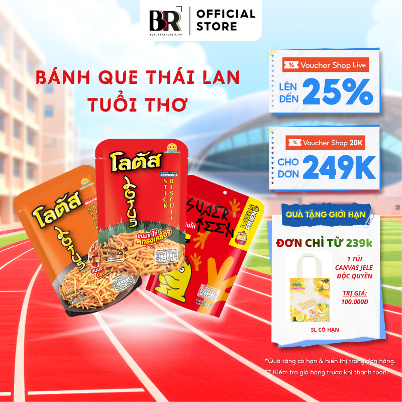 [ĐƠN 239K TẶNG QUÀ]  Combo Bánh Snack Que Tăm Chuẩn Vị Thái Lan Dorkbua Lotus Nhiều Size