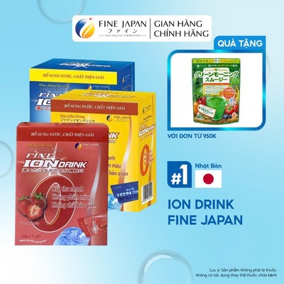 Bột pha bù nước, bù khoáng điện giải ION DRINK FINE JAPAN hương cam,hương dâu, hương đào.