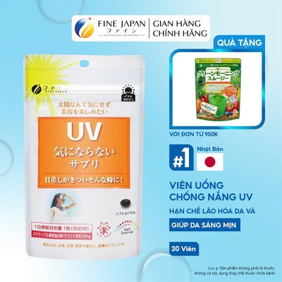 Viên Uống hỗ trợ chống nắng , tia UV - Jine Japan  Giúp Da Sáng Mịn - Fine Japan UV Care Plus (Gói 30 Viên)